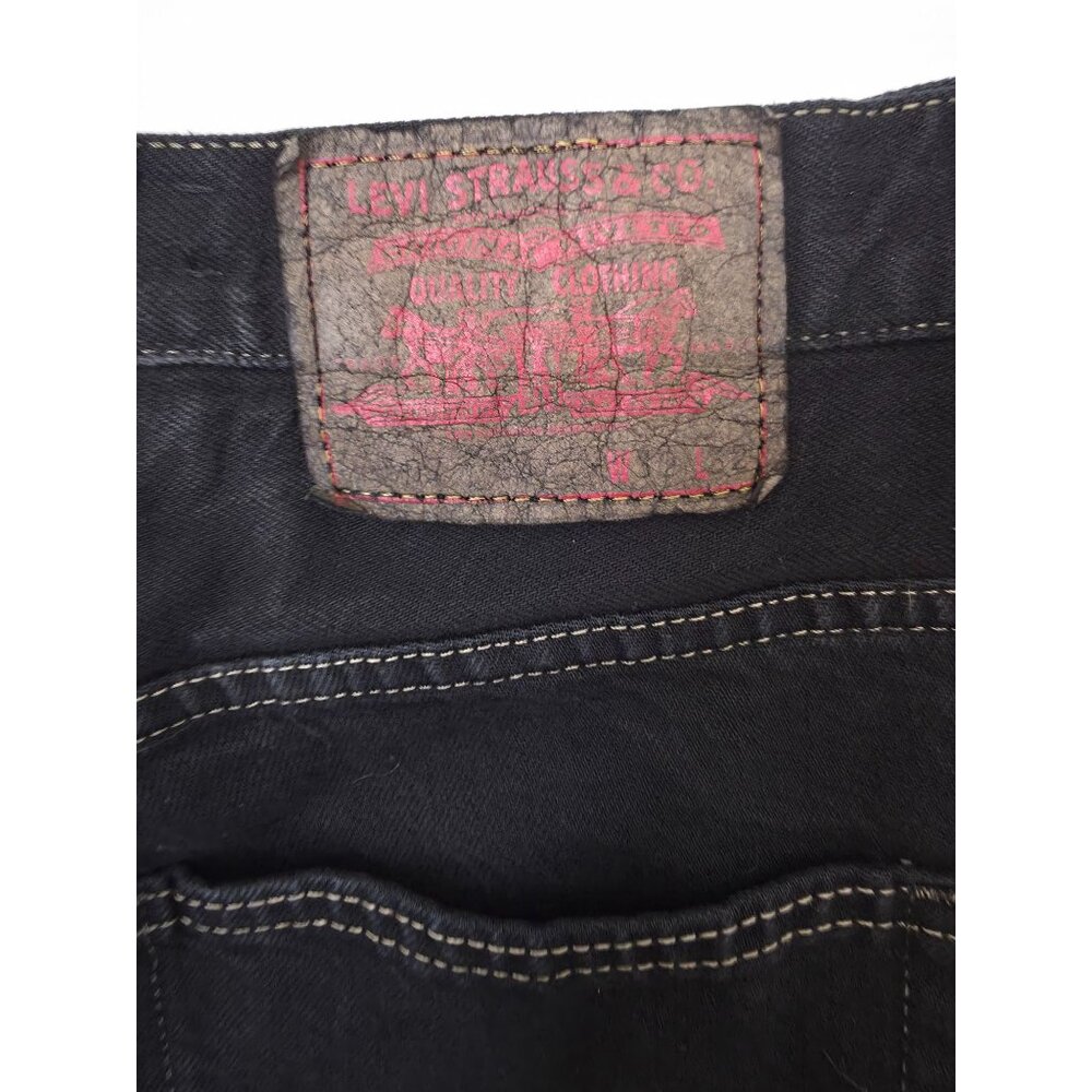 Levi's Black High-Rise Distressed Denim Shorts With Frayed Hem Sz 32x4 - Picture 3 of 5